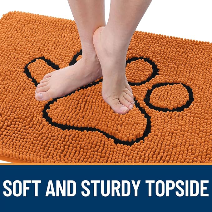 OLANLY Dog Door Mat for Muddy Paws 36x24, Paw Print Design, Absorbs Moisture