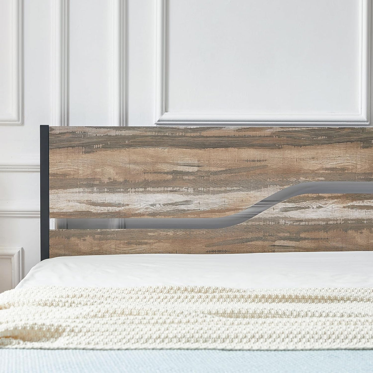 VECELO Full Size Platform Bed Frame with Wood Headboard, Strong Metal Slats Support Mattress Foundation, No Box Spring Needed