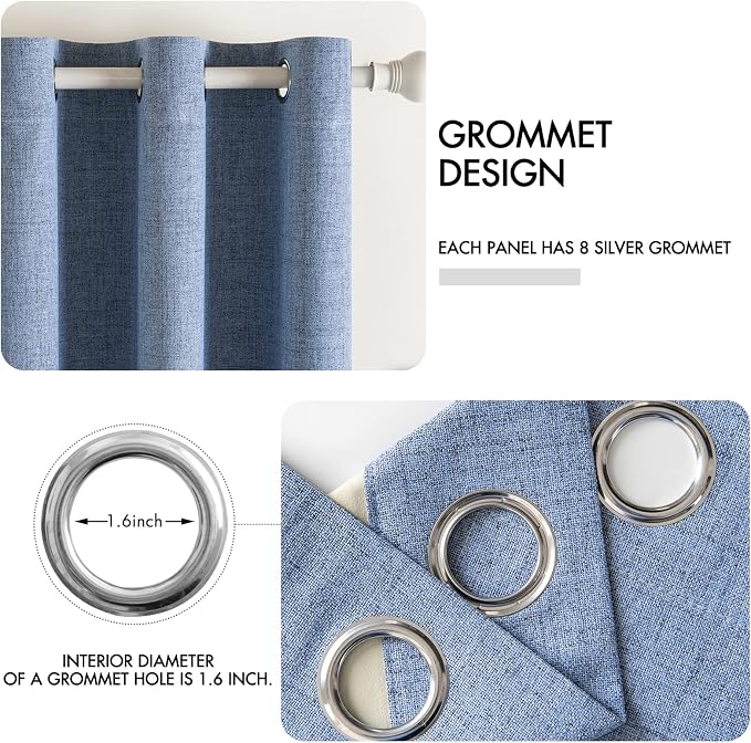 MIULEE Linen Texture Curtains for Bedroom Solid 100% Blackout Thermal Insulated