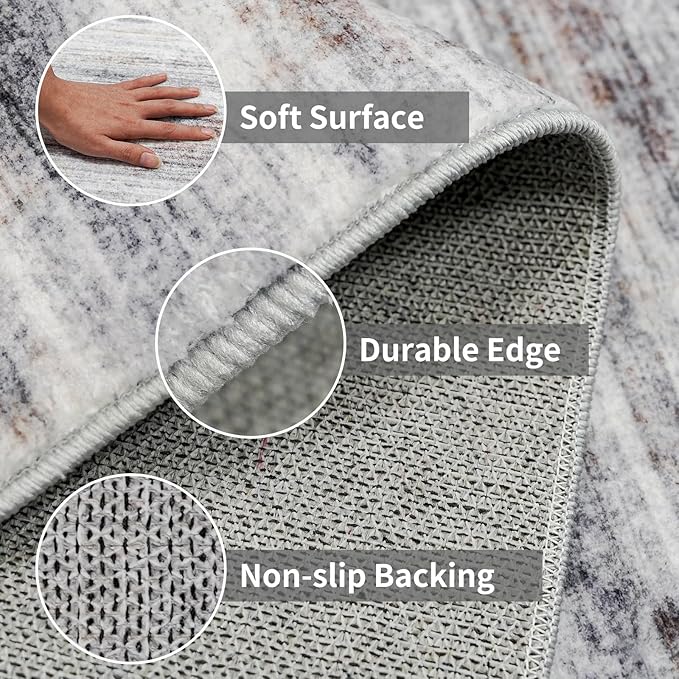 2x12 Washable Runner Rugs for Hallway: Long Abstract Runners for Entryway