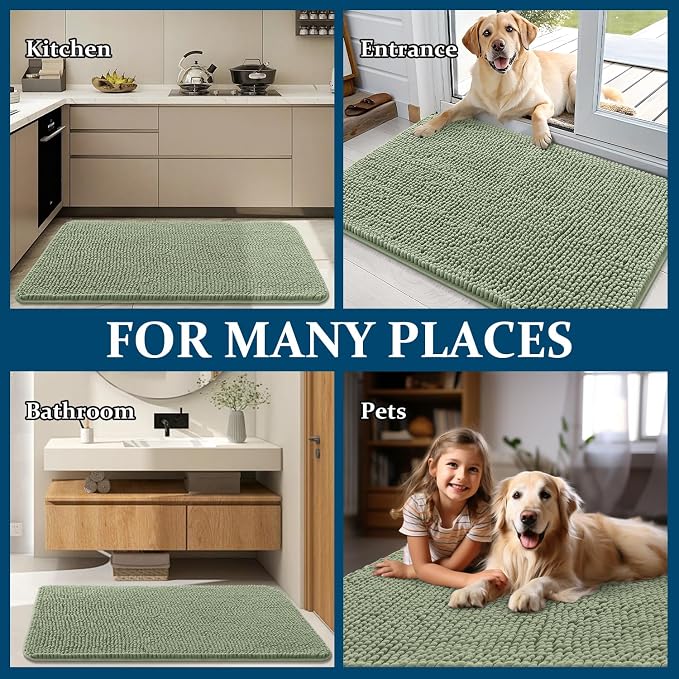 OLANLY Dog Door Mat for Muddy Paws 54x24, Absorbs Moisture and Dirt, Absorbent