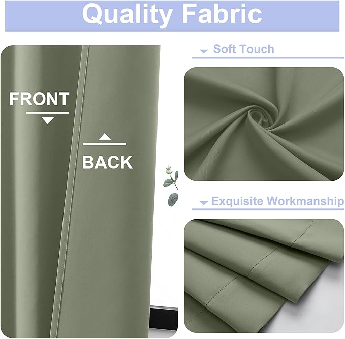Simplebrand Ava Sage Green Short Blackout Curtains