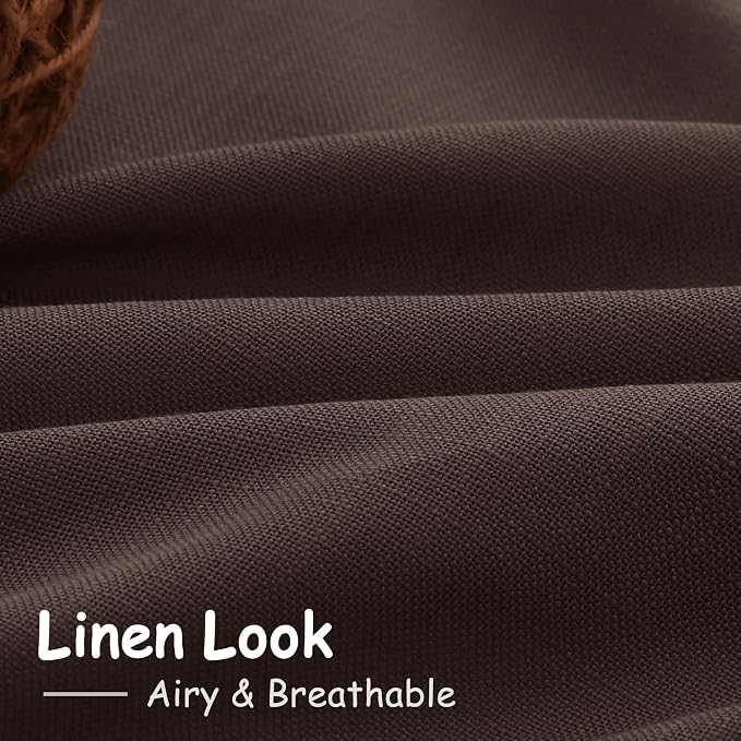 Nanspring Coffee Linen Boho Curtains