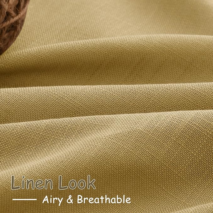 Extra Long Gold Linen Curtains 120 Inch