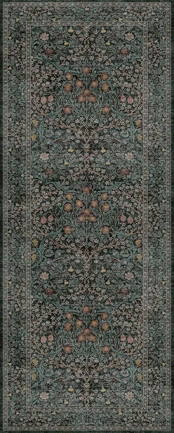 Dark Green 2x5 Runner Rug Non Slip Washable