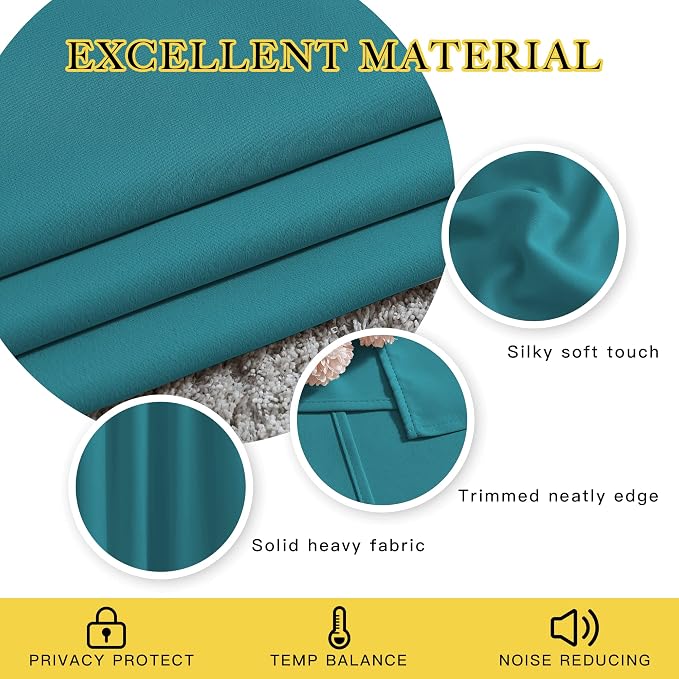 NICETOWN Blackout Peacock Teal Curtains