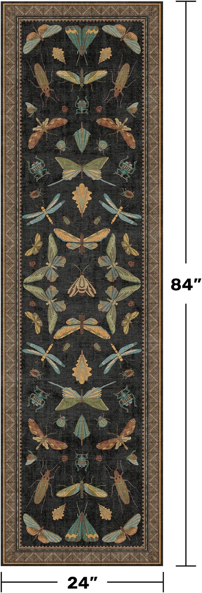 2x7 Black Non Slip Entryway Runner Rug, Boho Washable Runner