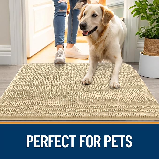 OLANLY Dog Door Mat for Muddy Paws 44x32, Absorbs Moisture and Dirt, Absorbent