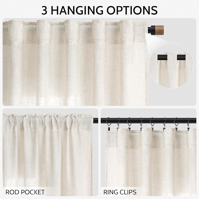 Nanspring Modern Linen Curtains