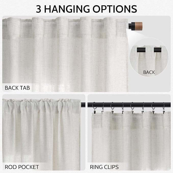 Nanspring Natural Linen Curtains 120 Inches Long