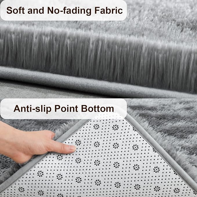TWINNIS Super Soft Shaggy Rugs Fluffy Carpets, 4x5.9 Feet, Indoor Modern Plush