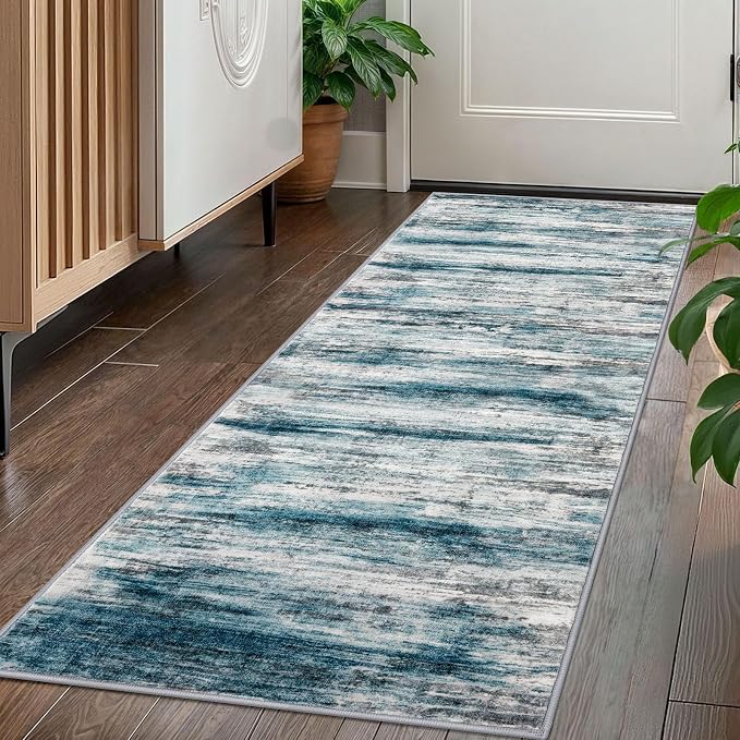 KOZYFLY Modern Abstract Hallway Runner Rug, 2x5 Washable Rug Runner Non-Slip