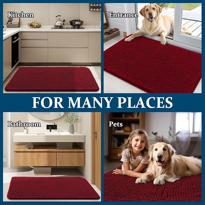OLANLY Dog Door Mat for Muddy Paws 70x35, Absorbs Moisture and Dirt, Absorbent