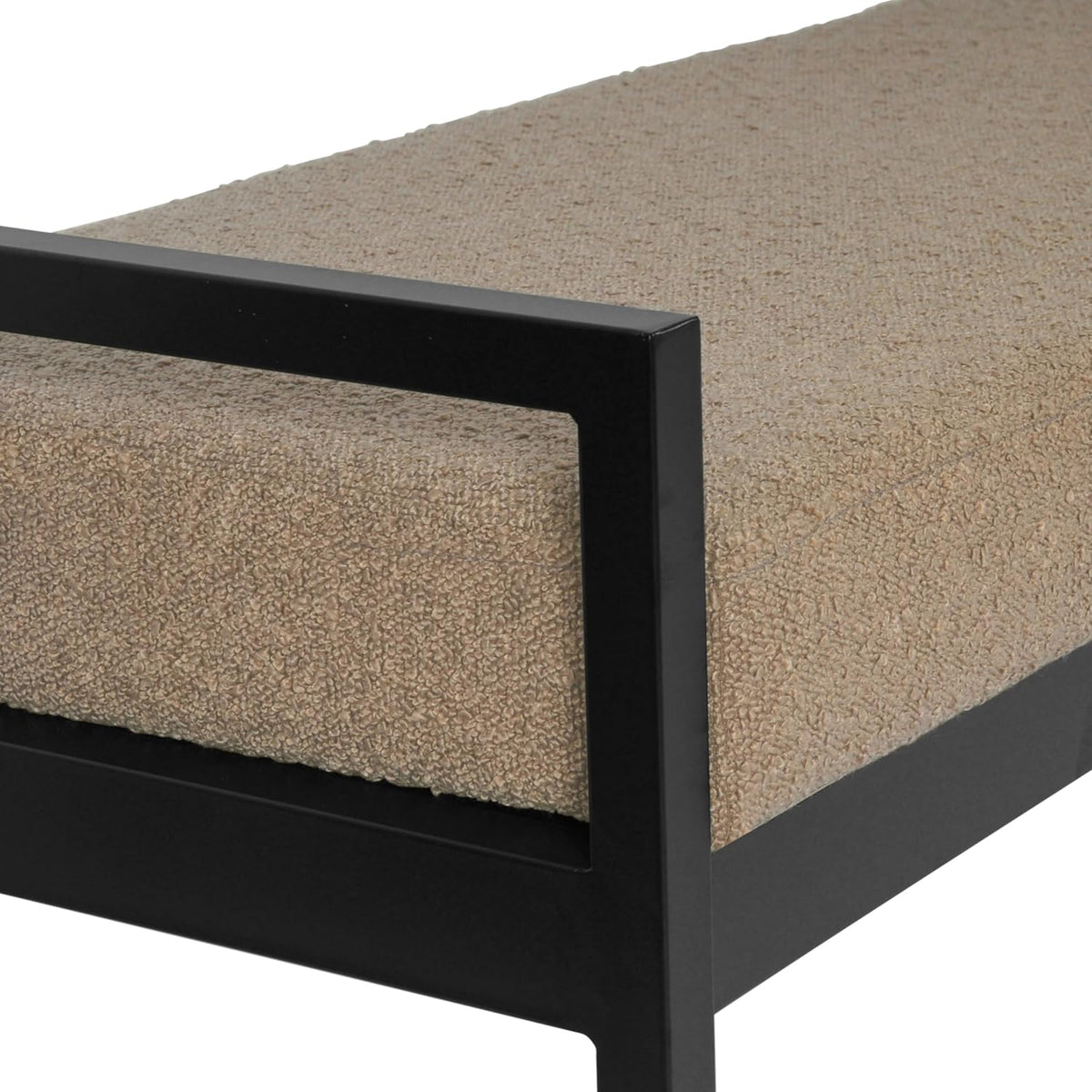HomePop Modern Metal Bench|Bench for Living Room & Bedroom | Decorative Home Furniture - Brown Boucle