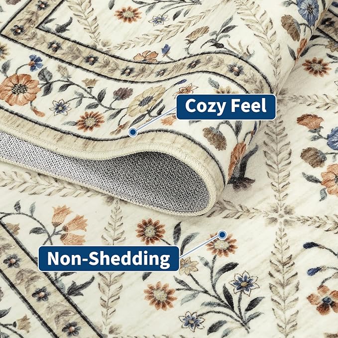 Washable Kitchen Runner 2x6 Non-Slip Floral Carpet Runner
