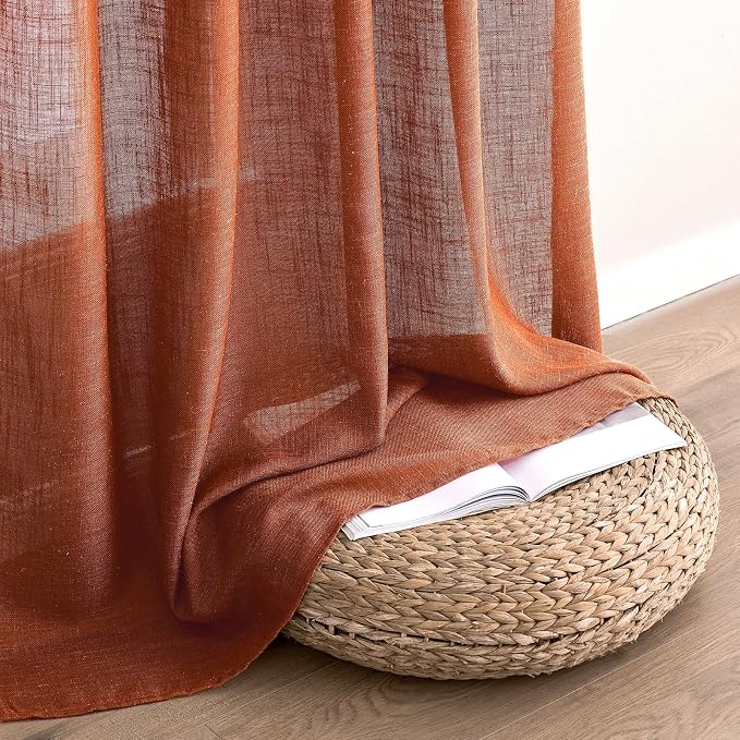 MIULEE Rust Curtains 96 Inch Length 2 Panels