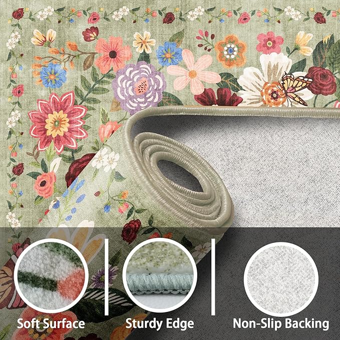 Green Living Room Rugs, Area Rugs 5x7 Rug