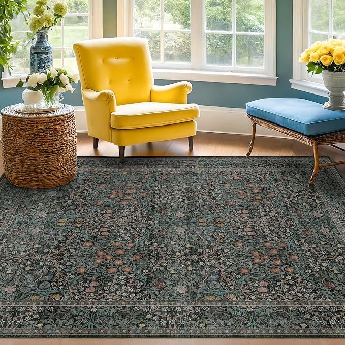 Dark Green 4x6 Washable Area Rug