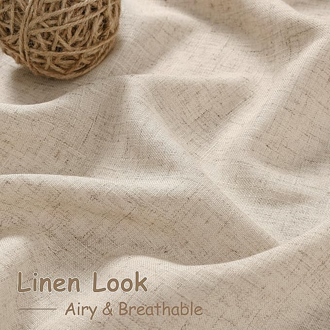 Nanspring Grey Flax Linen Curtains 84 Inch Length 2 Panels Set