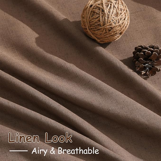 Caramel Brown Linen Curtains 96 Inches Long