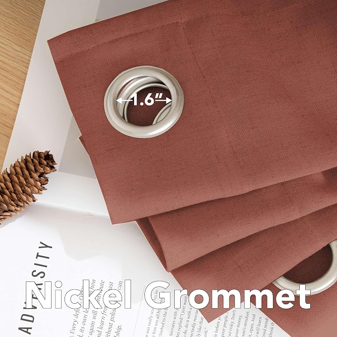 H.VERSAILTEX Living Room Linen Curtains Semi Sheer Curtains Nickel Grommet