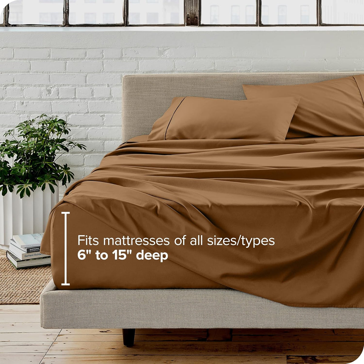 Bare Home Twin XL Sheet Set - 1800 Ultra-Soft Microfiber Twin Extra Long Bed Sheets - Double Brushed - Deep Pockets - Easy Fit - Extra Soft - 3 Piece Set - Bed Sheets & Pillowcases (Twin XL, Caramel)