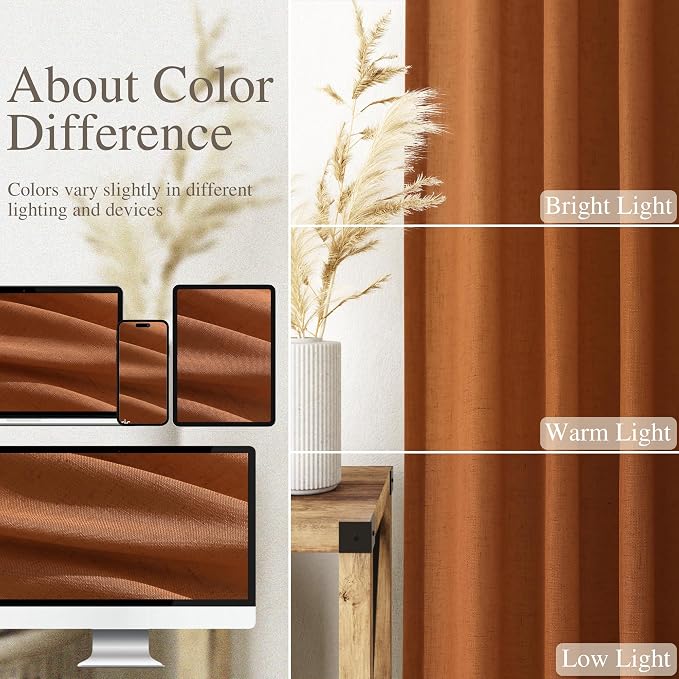 Desert Orange Semi Sheer Curtains 108 Inches