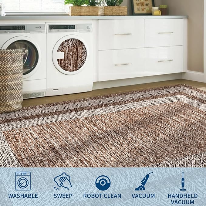 GarveeHome Modern Geometric Rug 4x6 Washable Rug