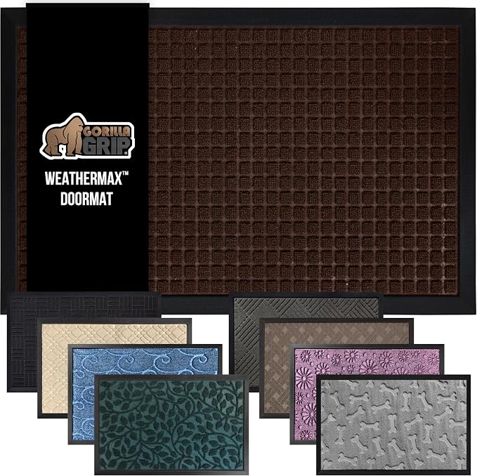 GORILLA GRIP 100% Waterproof All-Season WeatherMAX Doormat, US Designed Natural