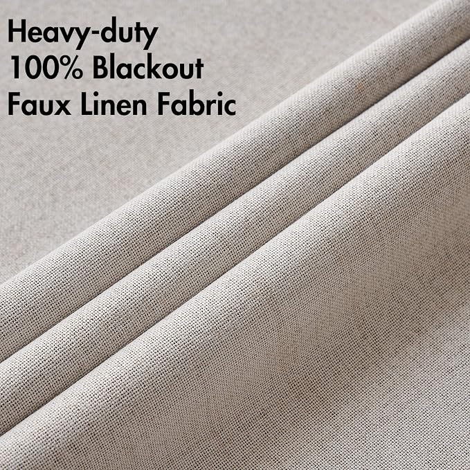 MIULEE 100% Blackout Linen Textured Curtains