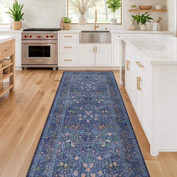 Dark Blue 3x10 Extra Long Wide Runner Rug