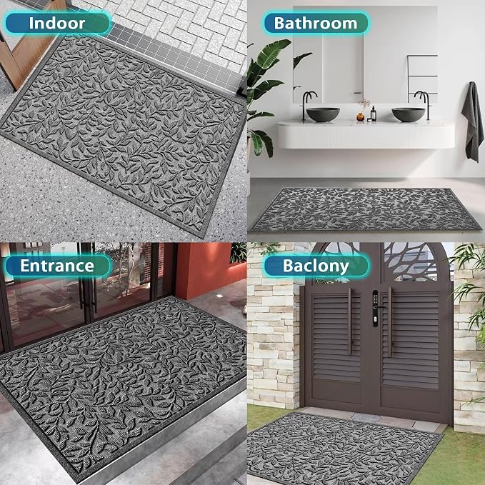 Bulijojo Sturdy Front Entrance Doormats, Durable Heavy Duty Welcome Mat