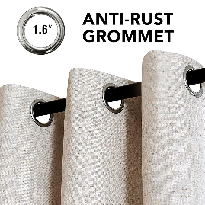H.VERSAILTEXLinen-Polyester Curtains 100%Blackout Curtains