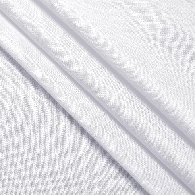 Nanspring Snow White Linen Curtains 96 Inches Long