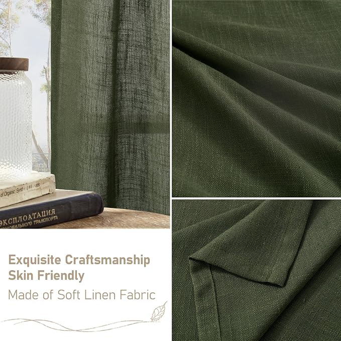 LAMIT Light Filtering Linen Curtains 68 inch