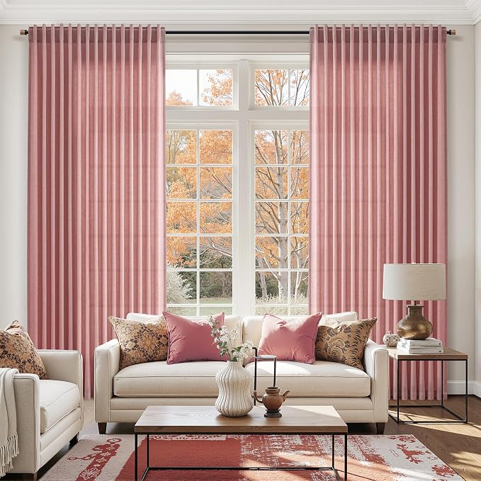 Canyon Rose Linen 144 Inch Curtains