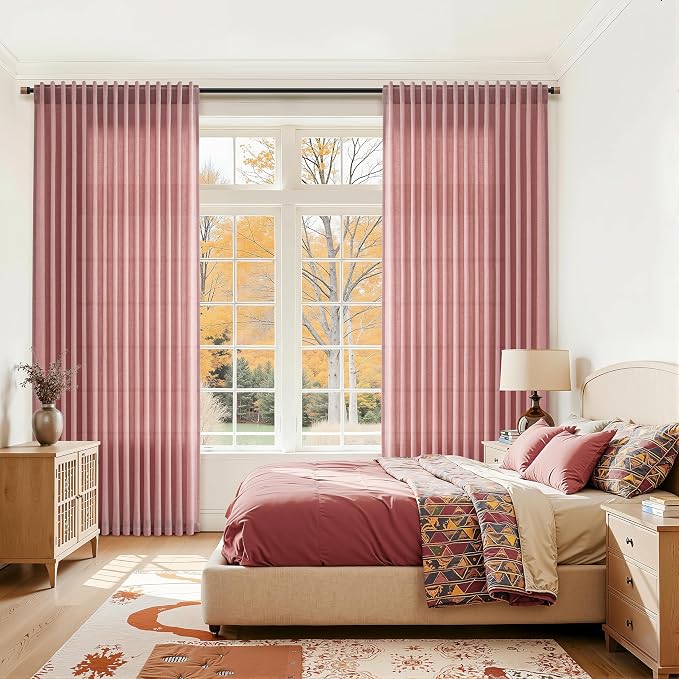 Canyon Rose Linen 112 Inch Curtains