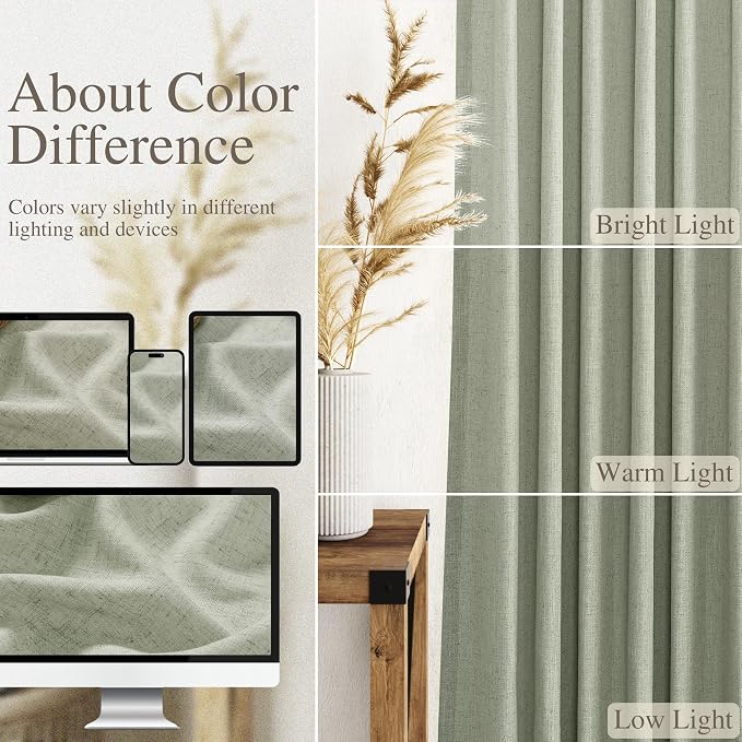 Green Linen Curtains 102 Inches Long