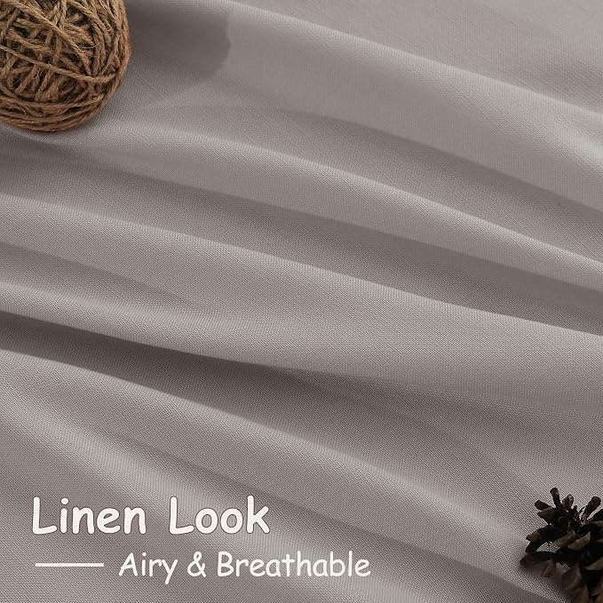 Nanspring Stone Grey Linen Curtains 90 Inches Long