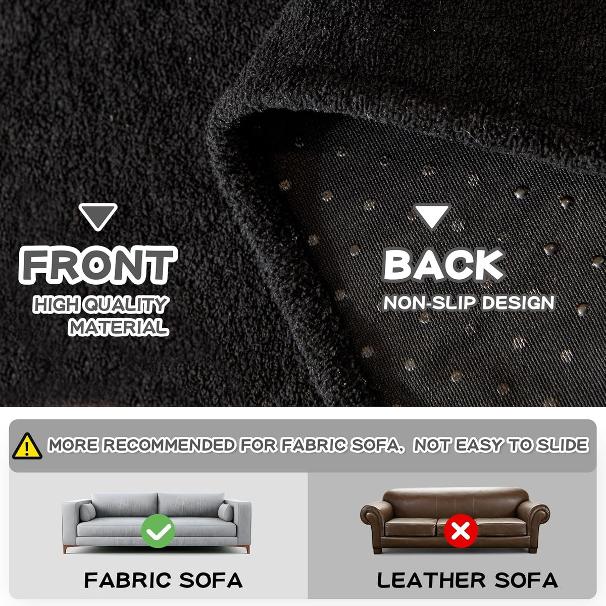 MYSKY HOME Black Couch Covers for Sectional Sofa, Couch Covers for Dogs Washable Couch Cover Blanket, Non Slip Sofa Slipcovers, Super Soft Sofa Towel for Kids, Pets, 91" x 134"