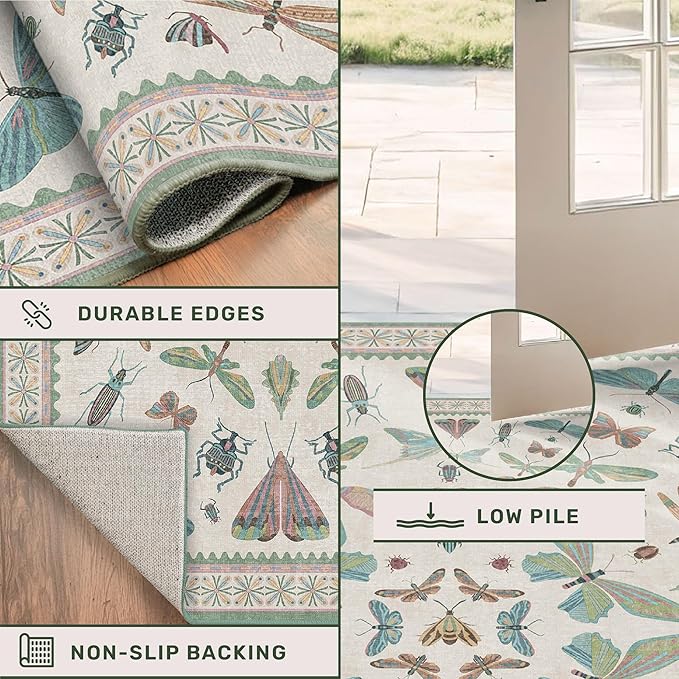 Hazo Haus Washable Boho Bathroom Rug 2x3, Small Throw Rugs