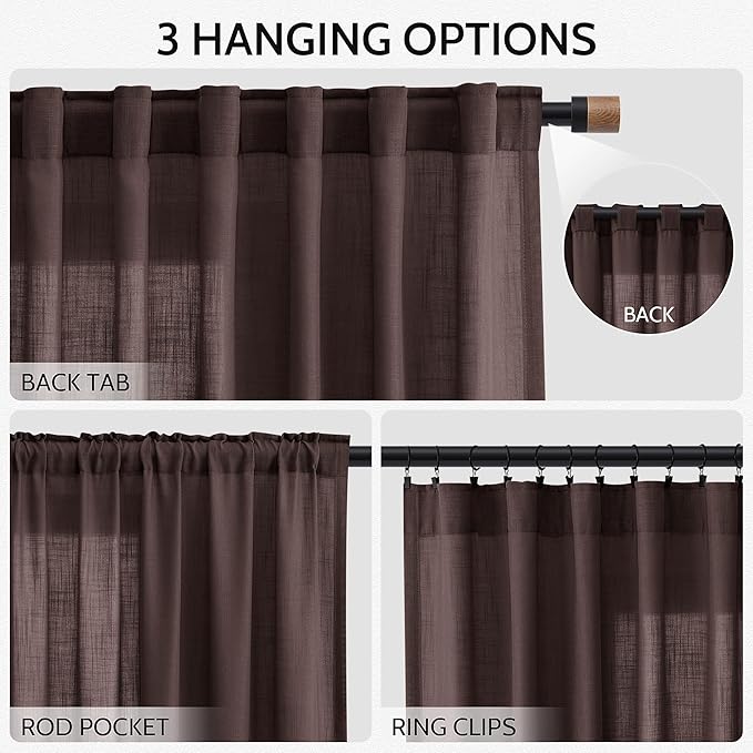 Coffee Brown Curtains 72 inch Length