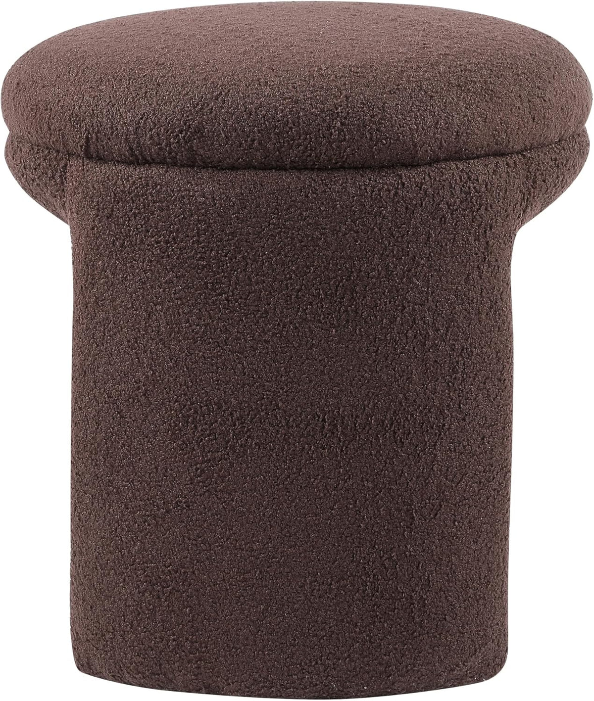 Furniture of America Rami Modern 18-inch Solid Wood Upholstered Ottoman with Pedestal Base, Vanity Stool Chair, Small Foot Stool for Bedroom, Living Room, Entryway, Brown