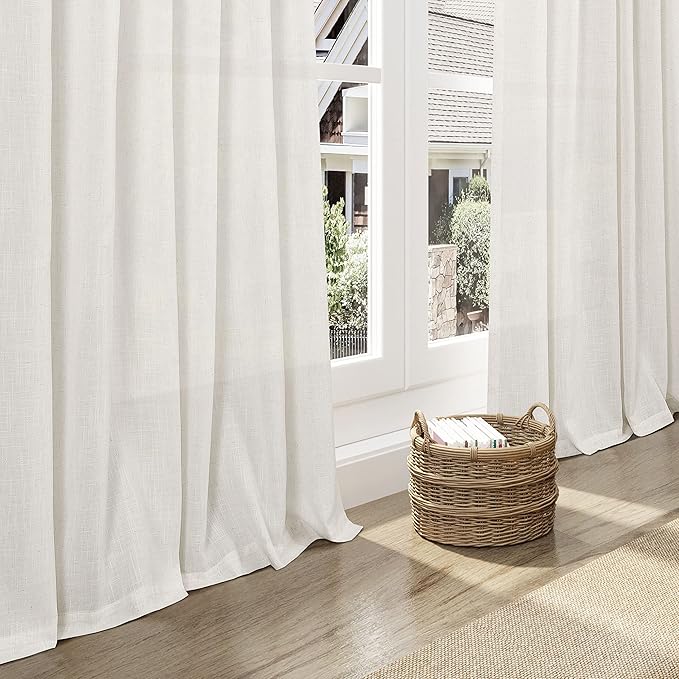 Nanspring Semi Sheer Linen Curtains 90 Inches Long