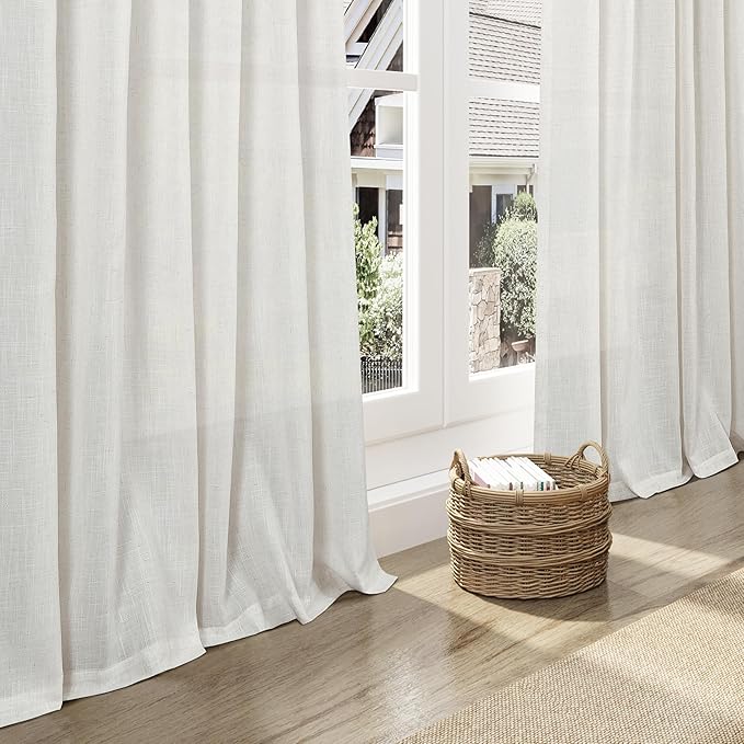 Nanspring Natural Linen Curtains 120 Inches Long