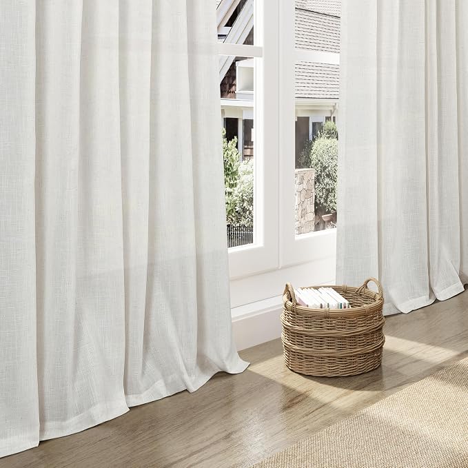 Nanspring Natural Linen Curtains 102 Inches Long