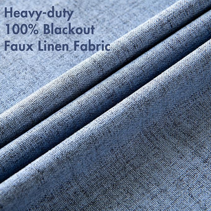 MIULEE Linen Texture Curtains for Bedroom Solid 100% Blackout Thermal Insulated