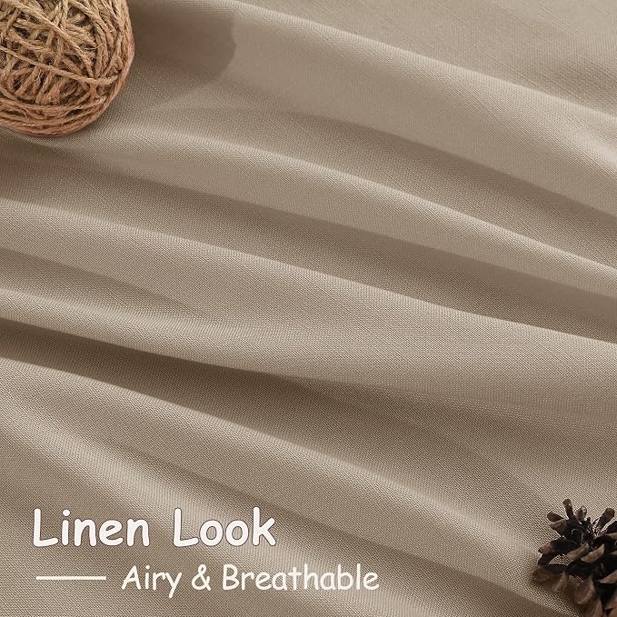 Sepia Beige Linen Curtains 90 Inches Long