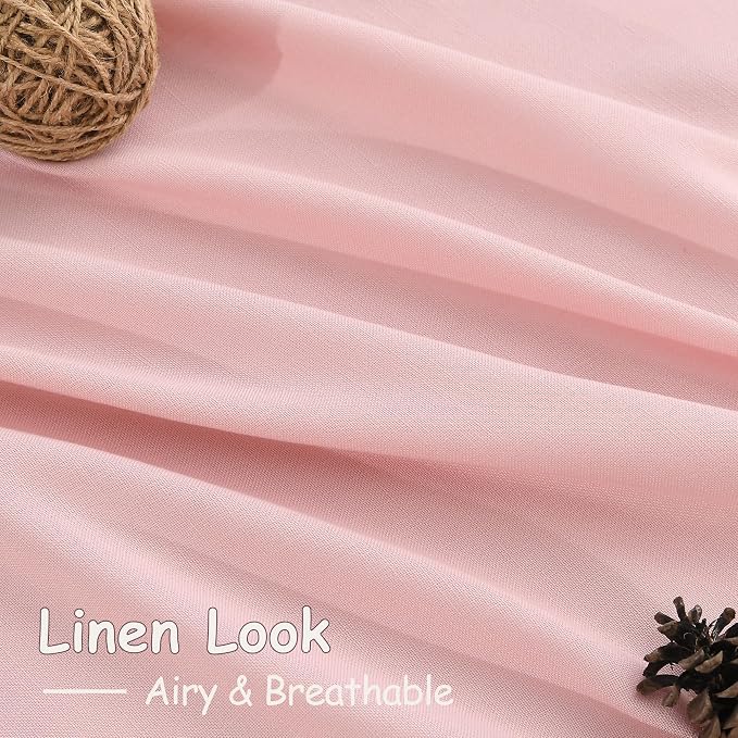 Nanspring Pink Linen Curtains 108 Inches Long