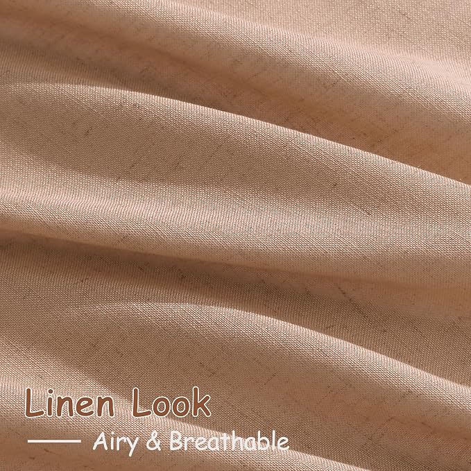 Nanspring Peach Linen Curtains 84 inches Long